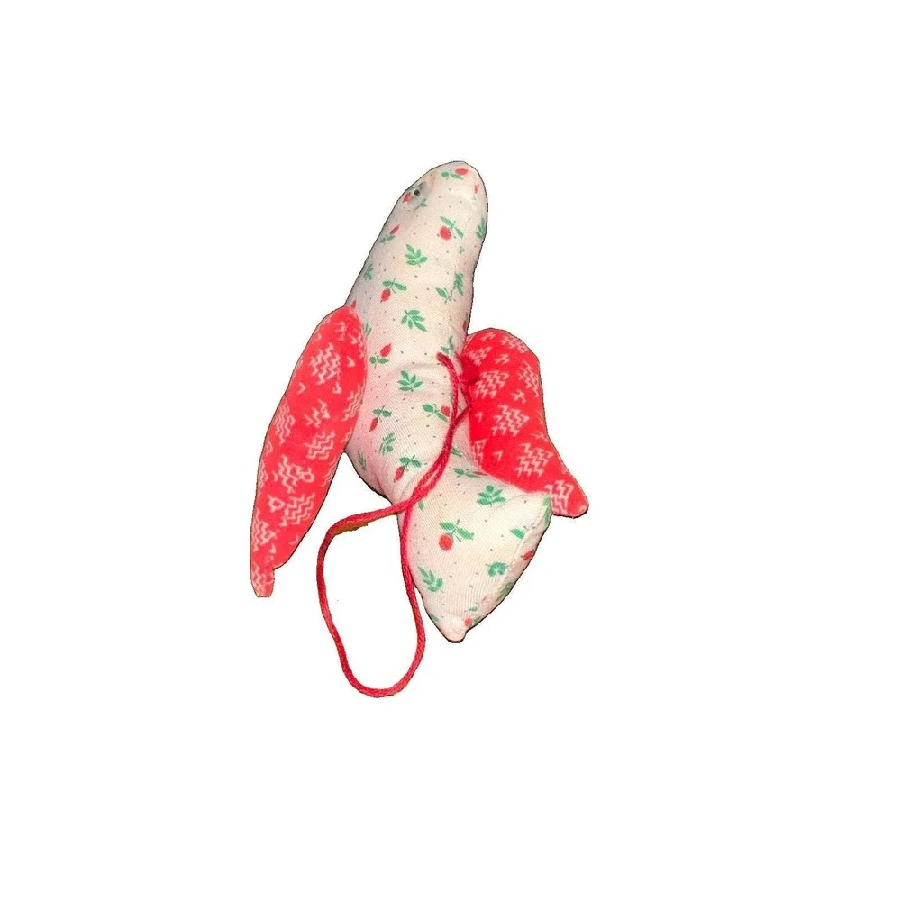 Vintage 80s Fabric Bird Ornament Handmade Cottagecore Christmas Craft